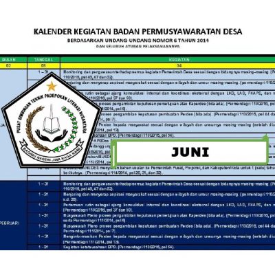 Kalender Kegiatan Badan Permusyawaratan Desa Bulan Juni