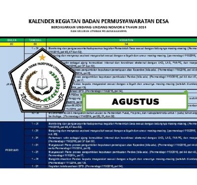 Kalender Kegiatan BPD Bulan Agustus