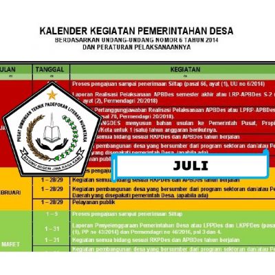 Kalender Kegiatan Pemerintah Desa Bulan Juli