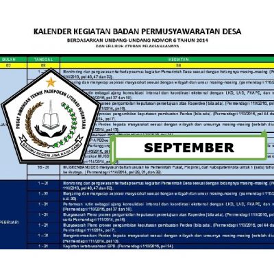 Kalender Kegiatan Badan Permusyawaratan Desa Bulan September