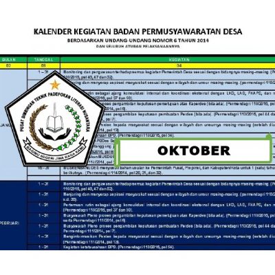 Kalender Kegiatan Badan Permusyawaratan Desa Bulan Oktober