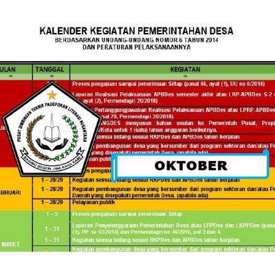 Kalender Kegiatan Pemerintah Desa Bulan Oktober