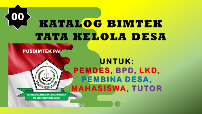 KATALOG BIMBINGAN TEKNIK TATA KELOLA DESA PUSBIMTEK PALIRA