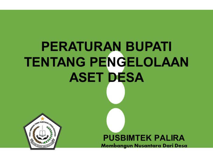 PERATURAN BUPATI TENTANG PENGELOLAAN ASET DESA
