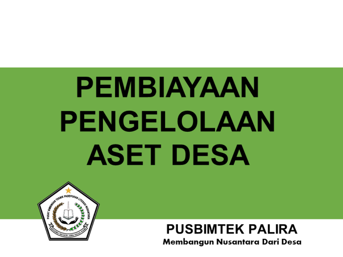 PEMBIAYAAN PENGELOLAAN ASET DESA