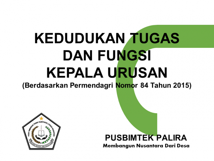 KEDUDUKAN TUGAS DAN FUNGSI KEPALA URUSAN