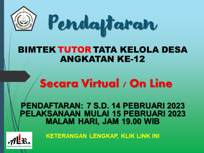 BIMTEK TUTOR TATA KELOLA DESA ANGKATAN KE-12