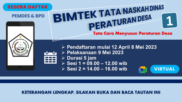 FORMULIR PENDAFTARAN BIMTEK TATA NASKAH DINAS PERATURAN DESA