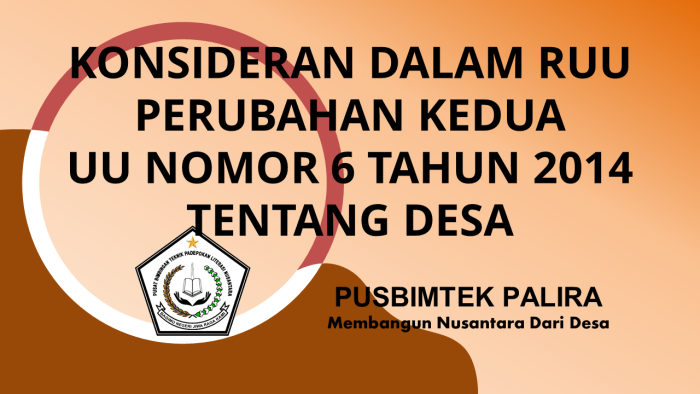 KONSIDERAN DALAM RUU PERUBAHAN KEDUA UU NOMOR 6 TAHUN 2014 TENTANG DESA