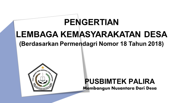 PENGERTIAN LEMBAGA KEMASYARAKATAN DESA
