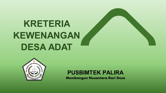 KRETERIA KEWENANGAN DESA ADAT