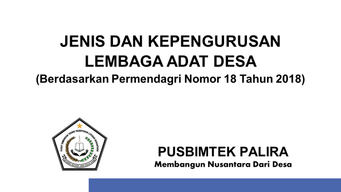 JENIS DAN KEPENGURUSAN LEMBAGA ADAT DESA
