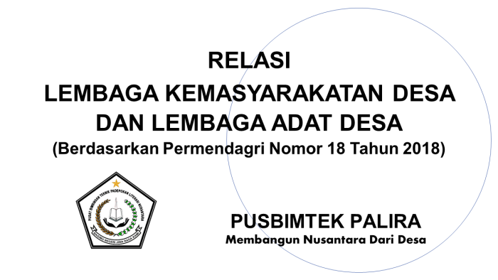 RELASI LEMBAGA KEMASYARAKATAN DESA DAN LEMBAGA ADAT DESA