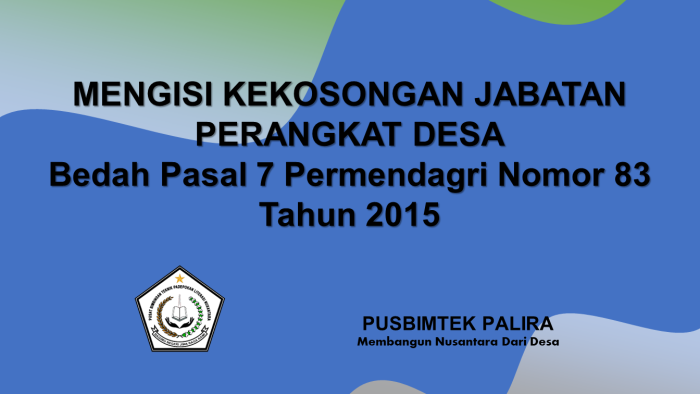 MENGISI KEKOSONGAN JABATAN PERANGKAT DESA