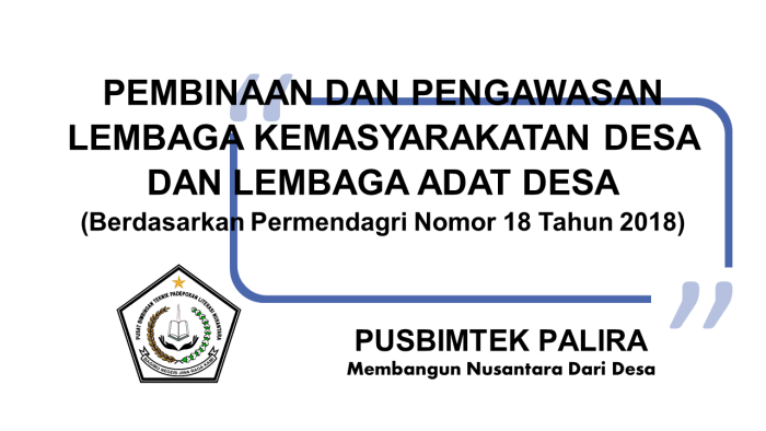 PEMBINAAN DAN PENGAWASAN LEMBAGA KEMASYARAKATAN DESA DAN LEMBAGA ADAT DESA