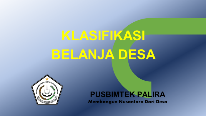 KLASIFIKASI BELANJA DESA