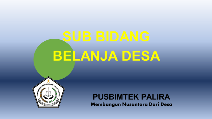 SUB BIDANG BELANJA DESA