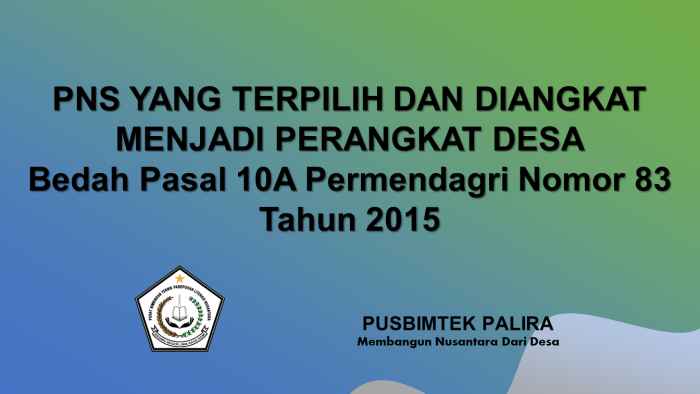 PNS YANG TERPILIH DAN DIANGKAT MENJADI PERANGKAT DESA
