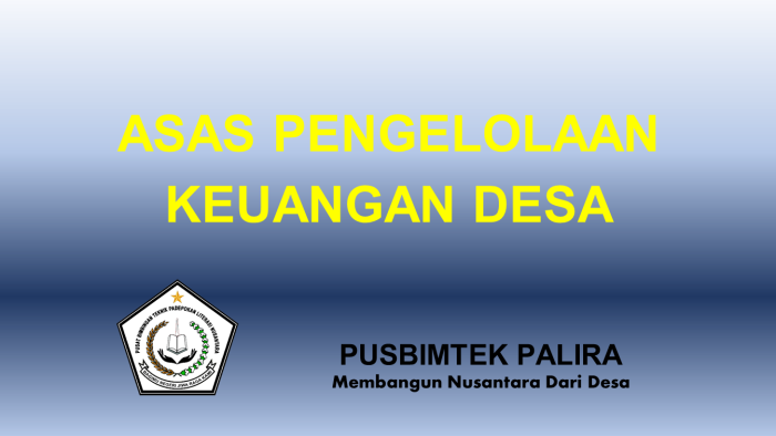 ASAS PENGELOLAAN KEUANGAN DESA