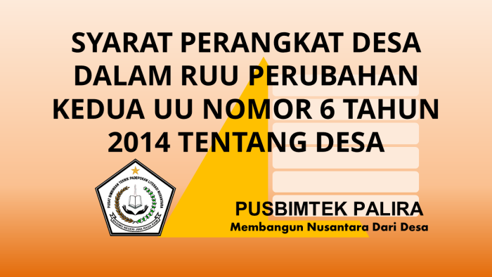 SYARAT PERANGKAT DESA DALAM RUU PERUBAHAN KEDUA UU NOMOR 6 TAHUN 2014 TENTANG DESA
