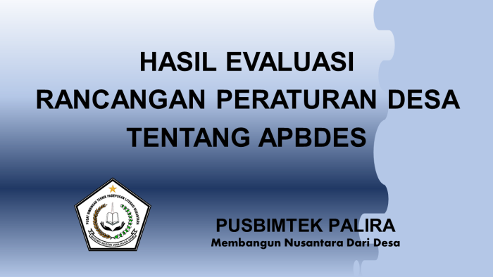 HASIL EVALUASI RANCANGAN PERATURAN DESA TENTANG APBDES