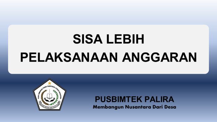 SISA LEBIH PELAKSANAAN ANGGARAN