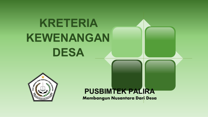 KRETERIA KEWENANGAN DESA