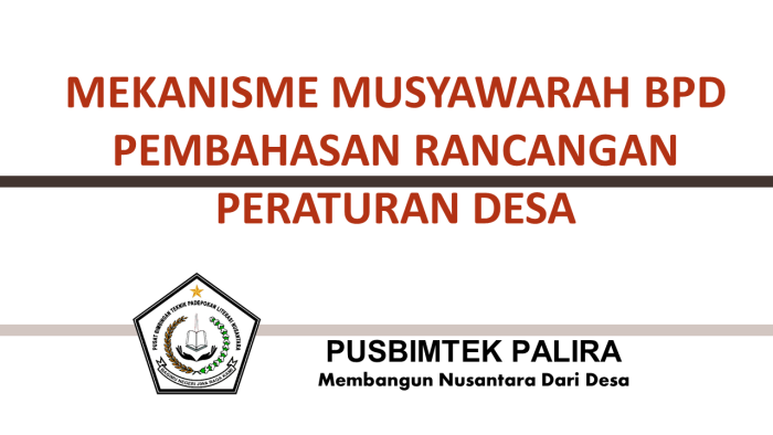 MEKANISME MUSYAWARAH BPD PEMBAHASAN RANCANGAN PERATURAN DESA