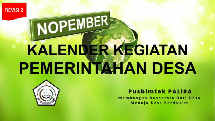 KALENDER KEGIATAN PEMERINTAH DESA BULAN NOPEMBER