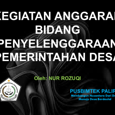 KEGIATAN ANGGARAN BIDANG PENYELENGGARAAN PEMERINTAHAN DESA