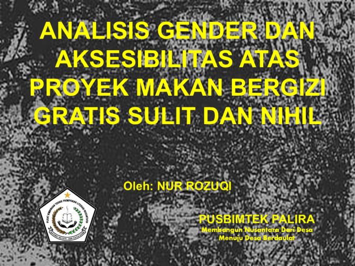 ANALISIS GENDER DAN AKSESIBILITAS ATAS PROYEK MAKAN BERGIZI GRATIS SULIT DAN NIHIL