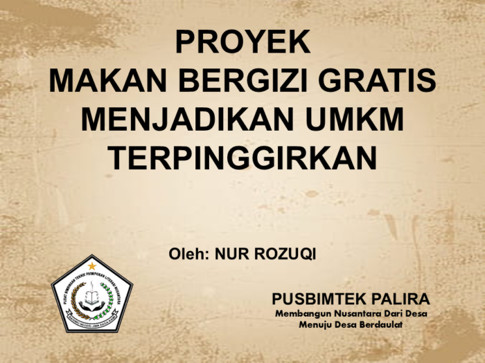 PROYEK MAKAN BERGIZI GRATIS MENJADIKAN UMKM TERPINGGIRKAN