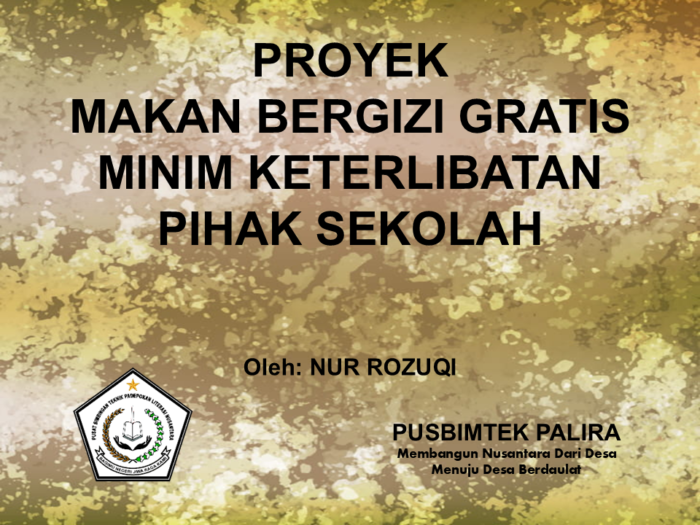 PROYEK MAKAN BERGIZI GRATIS MINIM KETERLIBATAN PIHAK SEKOLAH