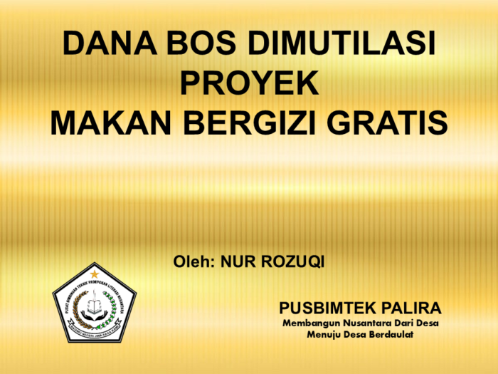 DANA BOS DIMUTILASI PROYEK MAKAN BERGIZI GRATIS