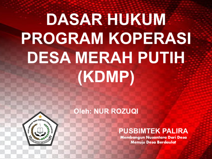 DASAR HUKUM PROGRAM KOPERASI DESA MERAH PUTIH (KDMP)